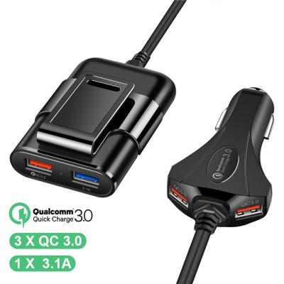 China Mobile Phone Front/Left Charging 3.0 Rear Seat 4 USB Car Fast Charger For iPhone Huawei 60W 12A Fast Phone Charger for sale