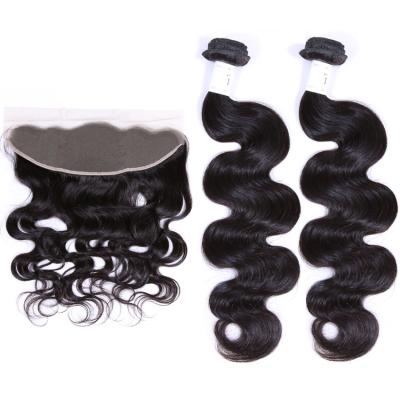 China Wholesale Top Quality Soft Clean Virgin Hair Body Wave Two Bundles With Frontal Deal for sale