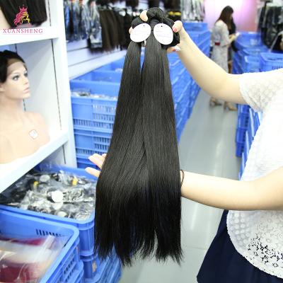 China Wholesale Raw Unprocessed Virgin Hair Straight Bone Human Hair Extensions Double Drawn Super xuansheng Seller for sale