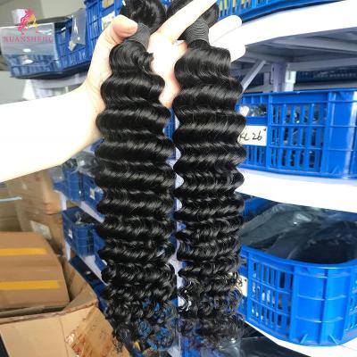 China Deep Wave Wholesale 10A Grade Cuticle Aligned Sellers Raw Virgin Brazilian Hair Bundles 40 Inch Hair , Indian Hair Extension for sale