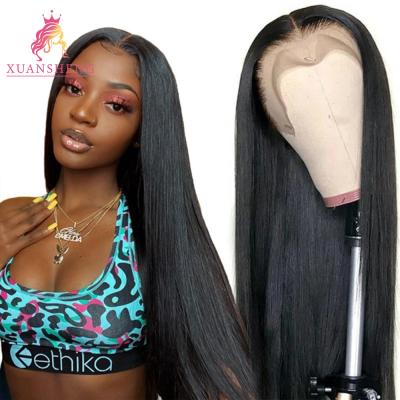 China Straight Cuticle Aligned Virgin Brazilian Human Lace Front Wig Pre Plucked Transparent Virgin Hair for sale