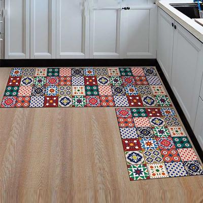 China Modern Design Waterproof Hot Selling Colorful Anti Slip PVC Kitchen Floor Mats for sale