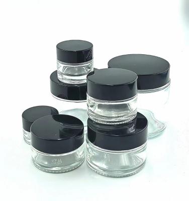 China Cosmetic Cream jar  glass jar body dust cover PE spacer  plastic cap  capacity ranging from 15g-130g glass cream jar cosmetic containers for sale