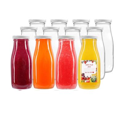 China Cosmetic 12oz Glass Juice Bottles Reusable Glass Bottles with Caps and Straws for Juicing, Milk, Smoothie, Drinking and  Other Beverages for sale