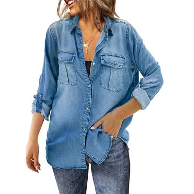 China Customized Oversized Jacket QUICK DRY Vintage Denim Jean Coat Long Sleeve Button Denim Jacket For Women for sale