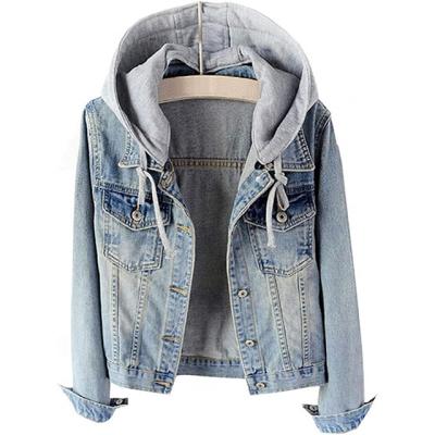 China QUICK DRY casual detachable hoodie denim jacket women hat denim for sale