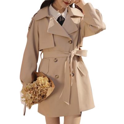 China Custom Popular Anti-wrinkle Girls Overcoat Anorak Mid Length Double Breasted Trench Coat For Women for sale