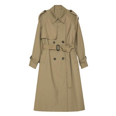 China Anti-wrinkle Spring High Split Ladies Polyester Anorak Long Trench Coat Women Custom for sale