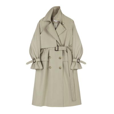 China Anti-wrinkle custom ladies spring long windproof anorak casual lined trench coat women for sale