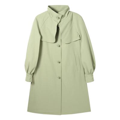 China Unique Green Straight Anorak Long Sleeve Anti-wrinkle Lantern Trench Coats With Belt For Women for sale