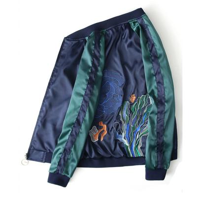 China Fashion Patchwork Satin Baseball Waterproof Spring Embroidered Bomber Jacket For Women for sale