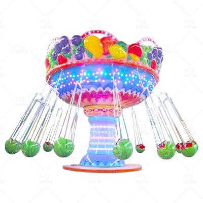 China Amusement Amusement Park Rides 16 Seats Fruit Watermelon Swing Ride Amusement Flying Chair Rides On Sale for sale