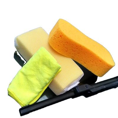 China Universal 3 In 1 Microfiber Cloth Wash Spone For Car Tools Cleaning Auto Wash Set for sale