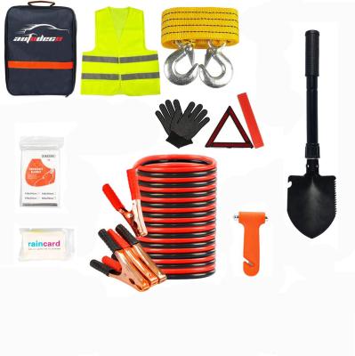 China Wholesale Universal Outdoor Road Kit Safety Tools Set Car Emergency with Jumper Starter Tow Rope for sale