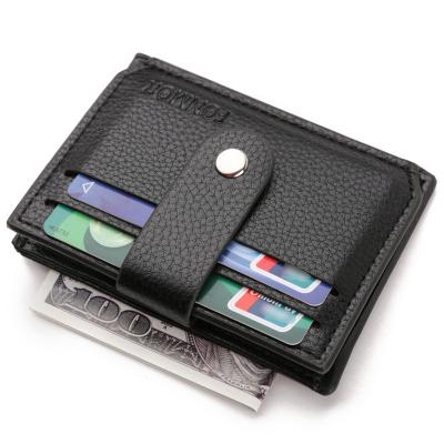 China New Business Men PU Credit Card Holder Wallet Coin Anti-theft Small Leather Purse for sale