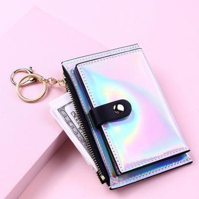 China Wholesale Waterproof Custom Leather Wallet Custom Wholesale Mini Thin PU Laser Card Zipper Card Women Coin Purses for sale