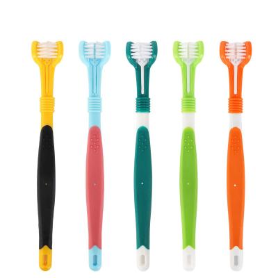 China Pet Accessories Supplies Sustainable Wholesale 3 Head Dog Toothbrush for sale