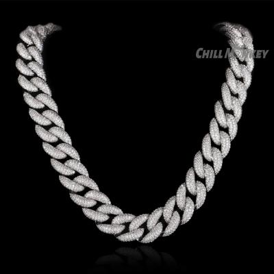 China Hip Hop Hip Hop Silver Zircon Necklace Iced Out Cuban Chain Gold 12mm Cuban Chain for sale