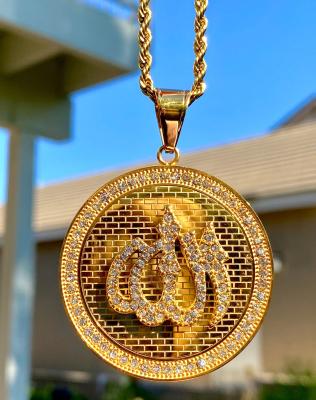 China Allah Religious Mens Womens 14k 5X Gold Layered Non Rust Stainless Steel Pendant With Rope Chain Islam Men Jewelry for sale