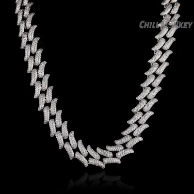 China Hiphop Silver Hip Hop Cuban Chain Necklace Iced Out Cuban Chain With Zircon for sale