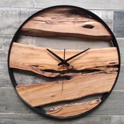 China Large Rustic Mechanism Tree Slice Natural Wood Wall Clock for sale