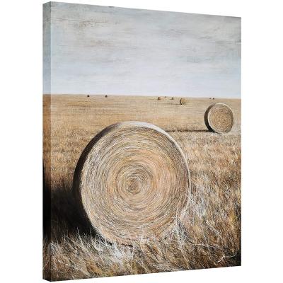 China Abstract Rustic Wall Art Hand Painted Canvas Hay Bales Pictures Modern Abstract Vertical Oil Paintings Vintage Artwork For Bedroom for sale