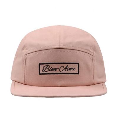 China COMMON Cotton Embroidery 5 Panel Hat Custom Camp Hat Beige Camper Hat for sale