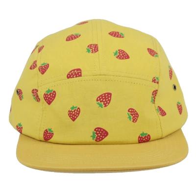 China COMMON Polyester / Cotton Five Panel Camp Hat With Snap Closure Custom Sublimation Printing Over The Whole 5 Panel Camper Hat for sale