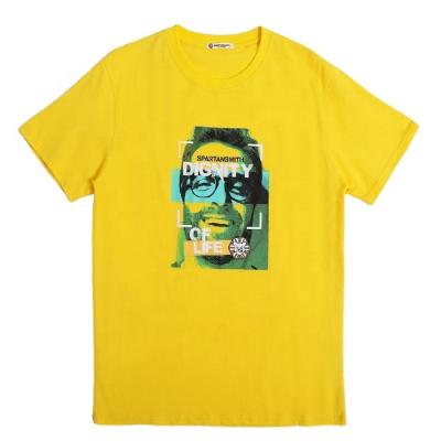 China Europe and America Anti-Shrink Yellow Casual T-shirt Custom Printing 100% Cotton Boys T-shirts O-Neck for sale