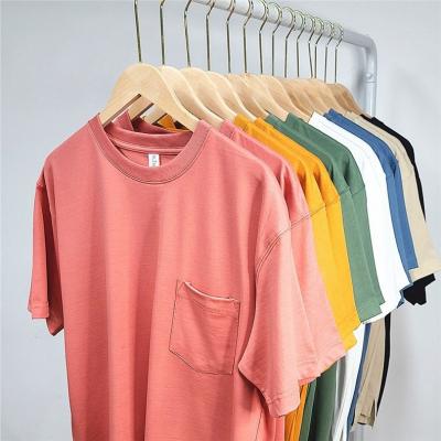 China Wholesale 250g Anti-Shrink Heavyweight Combed Cotton T-Shirt With Pocket Plain Men's T-shirt Alibaba-Online-Shopping for sale