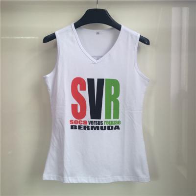 China Mens T-Shirt Sleeveless Cotton Vest Front Screen Print Custom Tank 100% White Top Anti-Shrink for sale