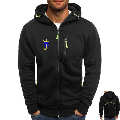 China Casual Anti-Shrink Hoodie Sweatshirt With Zipper Print Jackets Full Face Zipper Hoodie Custom Black/Gray for sale