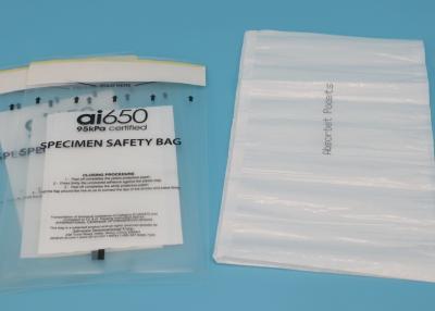 China Standard Seal  95kpa Specimen Transport Bags / Plastic Biological Hazard Bags for sale