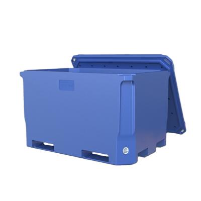 China Waterproof Custom Logo OEM Large Fish And Shrimp Refrigerated Cooler Box With 4 Way Forklift Entry for sale