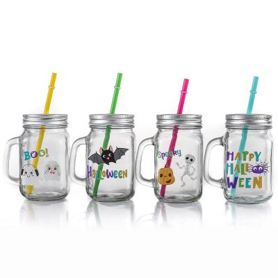 China Glass Mason Cup Transparent Drink Cup Beverage Customizable Designs New With Straw for sale