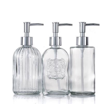 China Hand Soap Bottles Manufacturer 400ml Professional Empty Glass Hand Soap Bottles With Pump for sale