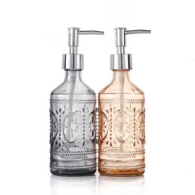 China Newest Design 350ml Glass Foaming Squeeze Hand Soap Bottle Push Up Wholesale for sale