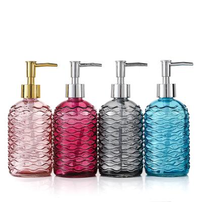 China Hand Soap Bottle Factory Supply Price 400ml Empty Mini Glass Hand Soap Bottle With Pump for sale