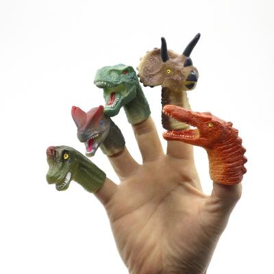 China Custom Durable Plastic Monster 3D Dinosaur Cartoon Finger Puppet OEM Soft Vinyl Mini Finger Puppet for sale