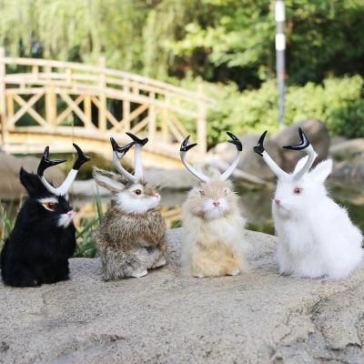 China Eco-Friendly Realistic Rabbit Toy Kid Home Ornaments Lightweight Carry Soft Plush Toy Easy Simulation Rabbit for sale