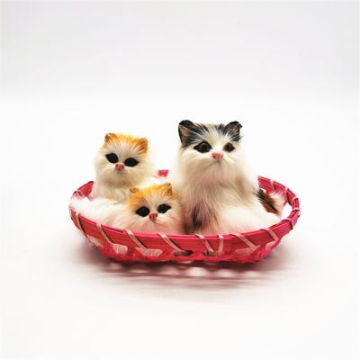 China Realistic Plush Animal Decorations Three Pieces Cat Design Home Decoration Handicraft Ornaments Cat for sale