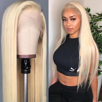 China Wholesale Silky Straight Wave Pre-Plucked 13x4 T Part 613 Lace Front Human Hair Wig for sale