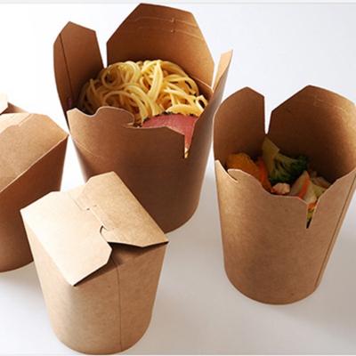 China 250ml Foldable Round Biodegradable Disposable Tableware 8oz 12oz Paper Noodle Box for sale