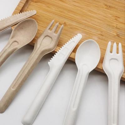 Chine Fourchettes compostables jetables écologiques et cuillères des couverts 141.7mm de bagasse biodégradable à vendre