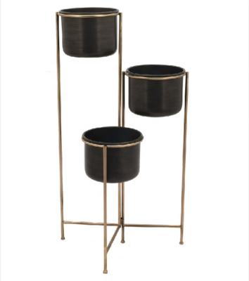 China CLASSIC Plant Stand Metal Flower Bucket Metal Pot Antique Gold and Black Color Flower Pot for sale