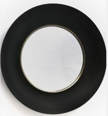 China Art Deco Living Room Accent Wall Decor Black Color Round Shape Wall Mirror for sale