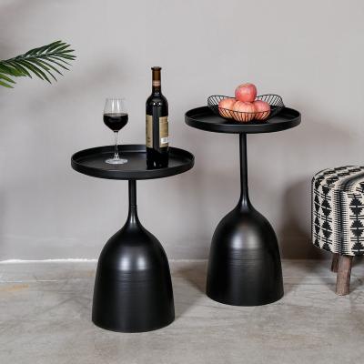 China Knocked Down Diameter 40*55/65cm Size Black Iron Side Table Round KD Coffee Table for sale