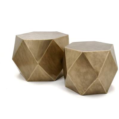 China Unique Design Living Room Accent Furniture Gold Hexagon Elegant Coffee Accent Side Table for sale