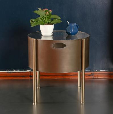 China Unique Design Living Room Accent Furniture Color Round Bronze Coffee Accent Side Table for sale