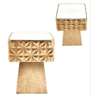 China Unique Design Living Room Accent Furniture Gold Antique Square Accent Cafe Side Table for sale